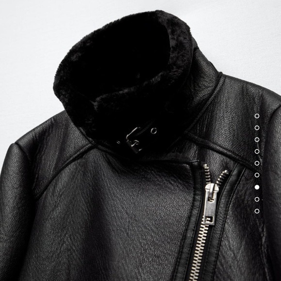 NWT. Zara Faux Fur Leather Double Faced Moto Biker Jacket Women’s-XL. - Picture 9 of 16